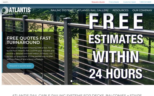 Screenshot of the Atlantis Rail Systems home page